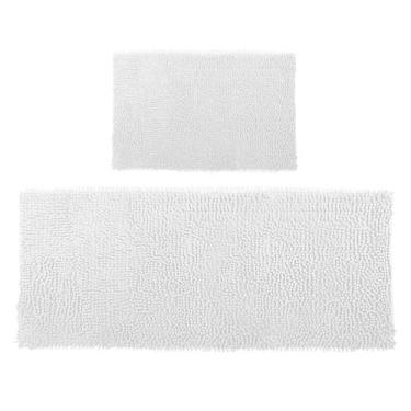 Imagem de Kit Tapete Bolinha 100x50cm e Tapete Bolinha 58x38cm - Rozac, Branco