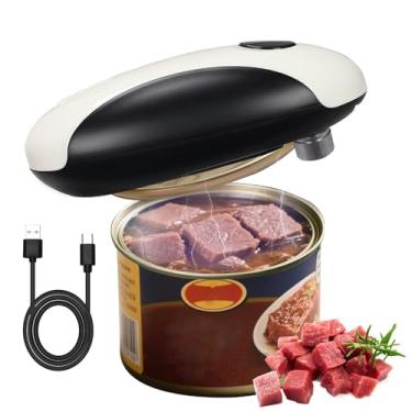 Imagem de Abridor de lata elétrico recarregável com um toque, abridor automático lateral portátil para segurança alimentar, bordas lisas para idosos com artrite para todos os tamanhos de latas (preto)