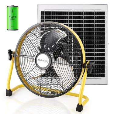 Imagem de jdzhineng Ventilador operado por bateria solar, ventilador portátil alimentado por energia solar de 30 cm, ventilador de chão recarregável com bateria grande de 15000 mAh, operação silenciosa para