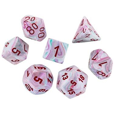 Imagem de DND Dice Set - Chessex D&D Dice-16mm Festive: Pop Art & Red Limited Edition Plastic Polyhedral Dice Set-Dungeons and Dragons Dice Includes 7 Dice - D4 D6 D8 D10 D12 D20 D%, Pink, (CHX27539)