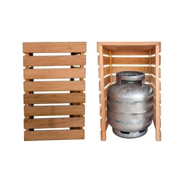 Imagem de Porta Botijão De Gás Móvel Aparador Para Cozinha C- Ladrilho