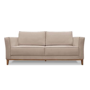 Imagem de Sofá 3 Lugares Base De Madeira Grace 210 Cm Linho S04 - D'rossi Cor Areia
