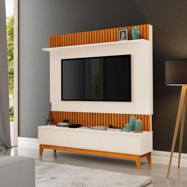 Imagem de Painel Tv Sala Moderno Para 75 Polegadas Ripado Antalya Mdf