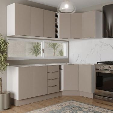 Imagem de Cozinha Modulada 8 Peças Sem Tampo Com Rodapé 4 Aéreos E 4 Balcões Ipanema Cabecasa Madeiramadeira Fendi Trama