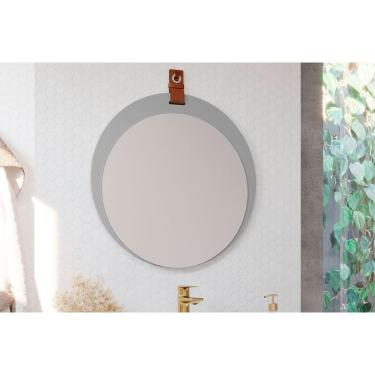 Imagem de Espelheira De Banheiro Lua Parede Oval 60x60cm Cimento - Mgm