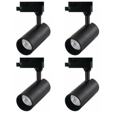 Imagem de Kit 4 Spot Led Mr16 Para Trilho Eletrificado Preto 110/220v 6500k Frio