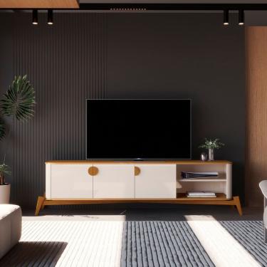 Imagem de Bancada Buriti 1.8 Com Puxador E Pés Em Madeira Maciça Offwhite-nature