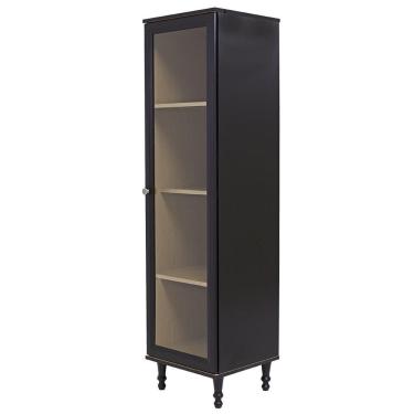 Imagem de Cristaleira 1 Porta Vidro Pés Madeira 151x40 Cm E963 Preto Dtall Preto