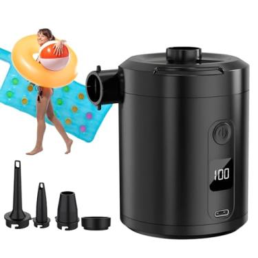 Imagem de Mini bomba de ar portátil, bomba de ar portátil para colchão de ar | Bomba de ar pequena,4000Pa Fast 5200mAh Inflator de bateria compressor Inflate a função Deflate para acampamento viagens de praia