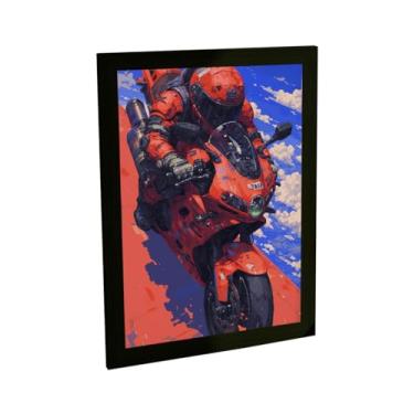 Imagem de Quadro Decorativo Moto Esportiva Ilustração 8 Bits Game Anime Decoração Poster Quarto Sala