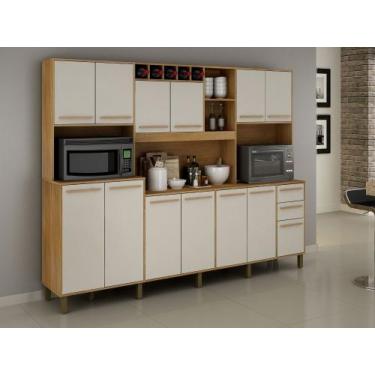 Imagem de Armario de cozinha Agata 13 portas 2 gavetas Valdemoveis Cinamomo Off