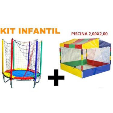 Imagem de Kit cama elastica 1,40m + piscina de bolinhas 2,00 x 2,00 super resist