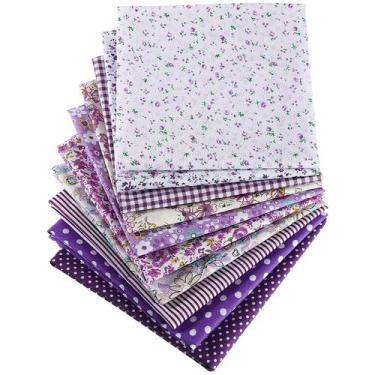 Imagem de Tecido acolchoado de retalhos Boao 10 peças 50x50cm roxo floral