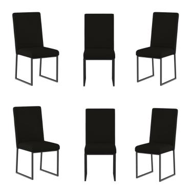 Imagem de Kit 6 Cadeiras De Jantar Com Base de Ferro Preto – Balaqui