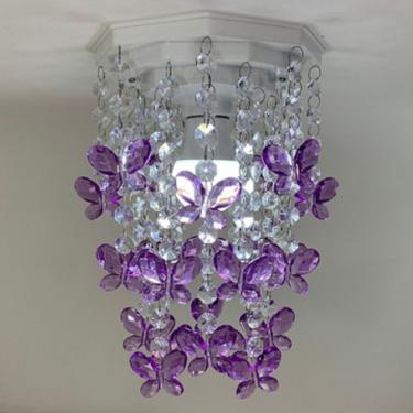 Imagem de Lustre Para Quarto Infantil Bebê Menina Ou Menino Borboletas Lilás