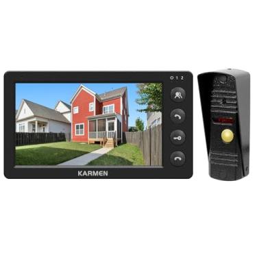 Imagem de Karmen sistema de vídeo porteiro eletrônico com fio para casa kit completo,Tela de 7 polegadas, Campainha de liga