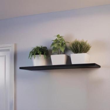 Imagem de Prateleira Preta 90x30cm MDF C/ Suporte Invisível Parede Quarto Sala -