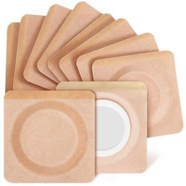 Imagem de Ipetboom Embalagem de óleo de rícino: 50 peças de remendos de óleo de rícino descartáveis para remendo de umbigo, almofadas autoadesivas para umbigo, kit portátil para pescoço, ombros e joelhos, 8 x 8