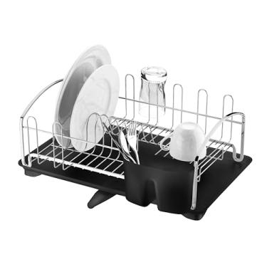 Imagem de Escorredor de louças c/bandeja cromado/preto - Atuale - Future | Com bico para vazão de água