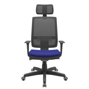 Imagem de Cadeira Office Brizza Tela Preta Com Encosto Assento Aero Azul Autocom