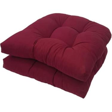 Imagem de Almofada Em Forma De U Almofada De Assento De Sofá Para Uso Interno E Externo Almofada De Cadeira De Vime De Vime Para Móveis De Pátio, Wine Red, 2 pack (48 * 48cm)