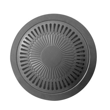 Imagem de Korean BBQ Grill Pan Round Stovetop Churrasco Grill Placa Ferro Fácil de Limpar Anti Stick Indoor Outdoor Cooking para Reuniões Familiares Home Use 30cm Tamanho Grande