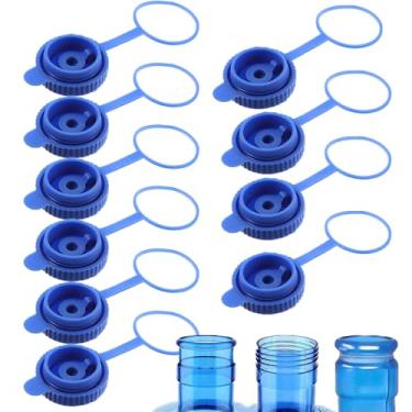 Imagem de 10 peças de tampa de jarro de água de 3 e 5 galões reutilizável, tampas de galão de silicone de grau alimentício para garrafas de água e dispensadores de água padrão/parafuso/coroa de 55 mm, tampas