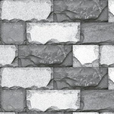 Imagem de Papel de Parede Tijolo Pedras Cinza Autocolante Lavável 3m