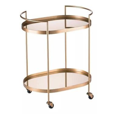 Imagem de Carrinho de Bebidas Chá Bar Com Espelho Decorativo Oval Carrinho Bar C