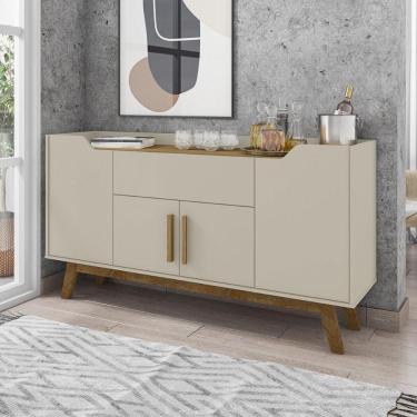 Imagem de Aparador Buffet Com 4 Portas E 1 Gaveta Retrô 136cm Multimóveis Cr50102 Off White Cinamomo