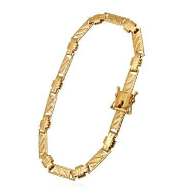 Imagem de Bracelete de Moeda Antiga Banhado a Ouro 18k - Chapa Com Detalhe Frisado 5mm (19 CM)