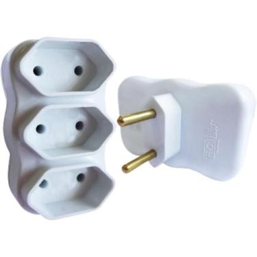 Imagem de Adaptador de Tomada Multiplicador Bipolar Branco Pacote com 10 Unidade