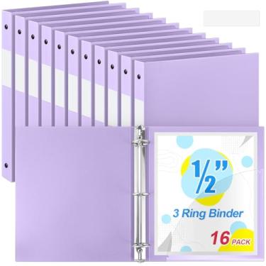Imagem de Henoyso 16 fichários de 3 anéis redondos de 1/5.1 cm, tamanho carta, 20 cm x 28 cm, fichário flexível de plástico, comporta 100 folhas com 1 bolso, organizador versátil para escritório, casa, escola