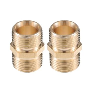 Imagem de VekAuto Conector de lavadora de pressão, adaptador macho M22x1,5 de 15 mm, conector de mangueira de parafuso de latão universal para lavadora de pressão conexão rápida latão tom cobre acessórios