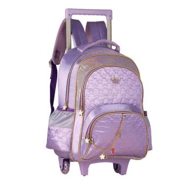 Imagem de Mochila Infantil Rodinha Correntinha Sweet Queen Grande - Clio, Roxo
