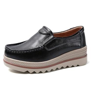 Imagem de Tênis feminino plataforma loafer slip on Wedge, A/Preto, 7 Wide
