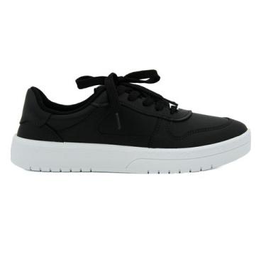 Imagem de Tênis Moleca Feminino 5791.110 Chunky Moda Cadarço Casual, 37, Preto