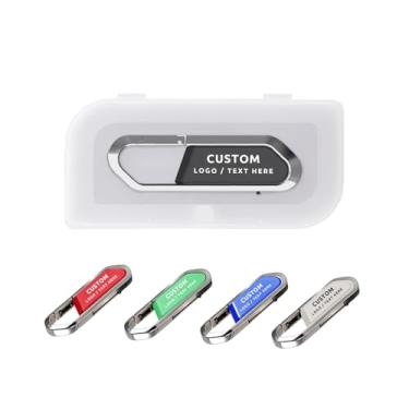 Imagem de Pen drive USB personalizado, pacote com 50 unidades de metal personalizado, pen drive USB 2.0 com gancho, ideal para presentes corporativos, eventos de negócios e brindes promocionais (16 GB, com