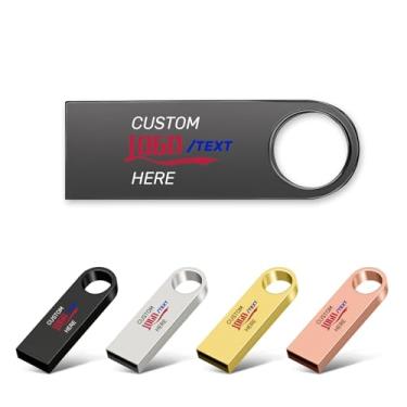 Imagem de Pen drive USB de metal personalizado, pacote com 100 unidades de polegar personalizadas USB 2.0, pen drive, ideal para negócios, educação, corporações, fotografia e estúdios de música (1 GB, sem caixa