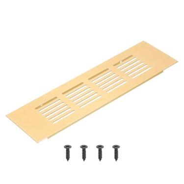 Imagem de PATIKIL Grade de ventilação retangular de 20 x 6 cm, tampa de ventilação de alumínio com parafusos de montagem para armário e porta de armário, dourado