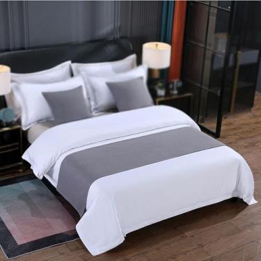 Imagem de Cachecol de corredor de cama de hotel, quarto, linha de algodão, colchas modernas, decorativas, à prova de poeira, protetor de cama para cama de solteiro queen size - cinza | 50 x 260 cm para cama de