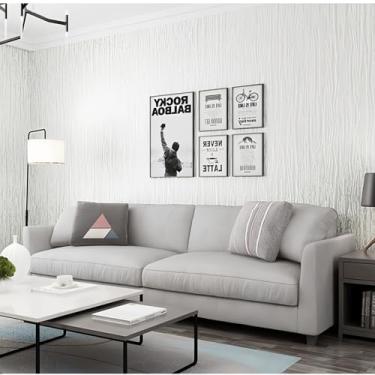 Imagem de Papel de parede autoadesivo listrado de lama de diatomáceas 3D engrossado, quarto, sala de estar, fundo para casa - cinza claro-53 * 500 cm