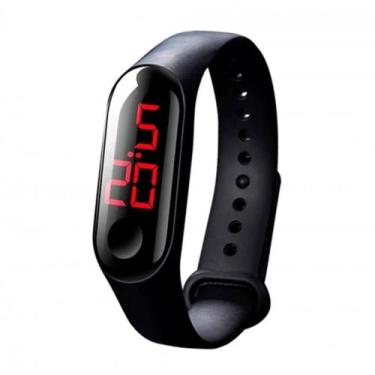 Imagem de Pulseira relógio bracelete de led preto unissex - sm