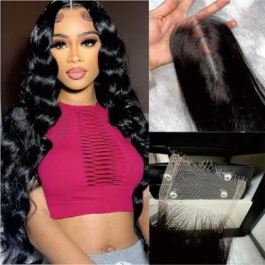 Imagem de NIKISS Fecho de renda HD 2x6 ondulado pré-arrancado 12A fechamento de cabelo humano virgem nós descoloridos 0,095 mm invisível pele real HD renda cor natural 50 cm