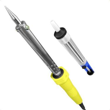 Imagem de Kit de Solda Ferro 60W 220V E Sugador Metálico Com Ponta Teflon - Star
