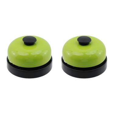 Imagem de Mewutal 2 campainhas de serviço mini campainha de serviço verde para mesa campainha de metal para recepção de mesa 6 cm lembrete de jantar alto para concurso de perguntas de hotel, restaurante, bar