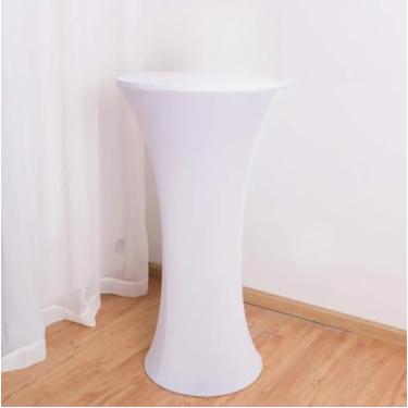 Imagem de Toalha de mesa de coquetel com base redonda e elastano, decoração de casamento, capa elástica para festa de aniversário, hotel, feriado, branca, 60 cm, redonda, 110 cm de altura