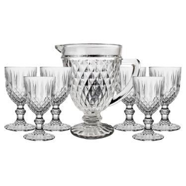 Imagem de Jogo De Taças De Vidro Reforçado 360ml Com Jarra Bico De Abacaxi 1L