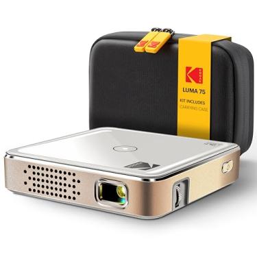 Imagem de Kodak Projetor de bolso ultra mini recarregável – projetor DLP Pico com tela de 100 polegadas, HDMI/USB/Micro SD, alto-falante embutido e estojo de transporte