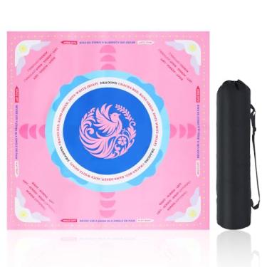 Imagem de Portable Mahjong Mat,31.5 Inch Mahjong Mat with Rules for Table,Anti Slip Mats for Board & Tile Games,Mah Jongg Portable Accessories for Poker,Card Board Games,Non-Slip Noise Reduction(Pink)